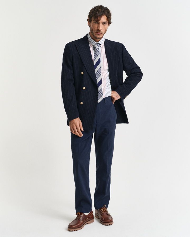 SLIM COT/LINEN SUIT PANTS