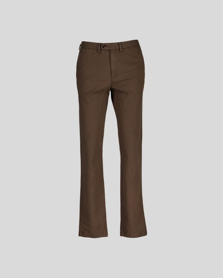 Slim Fit Cotton Herringbone Pants