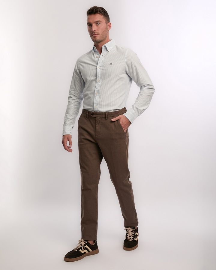 Slim Fit Cotton Herringbone Pants