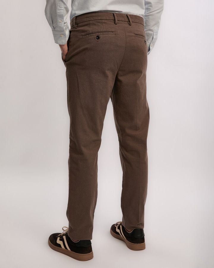 Slim Fit Cotton Herringbone Pants