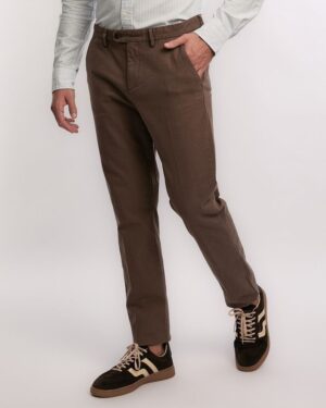 Slim Fit Cotton Herringbone Pants