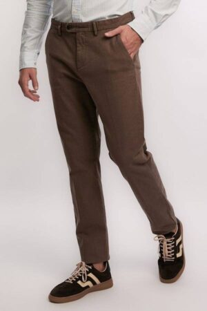 Slim Fit Cotton Herringbone Pants