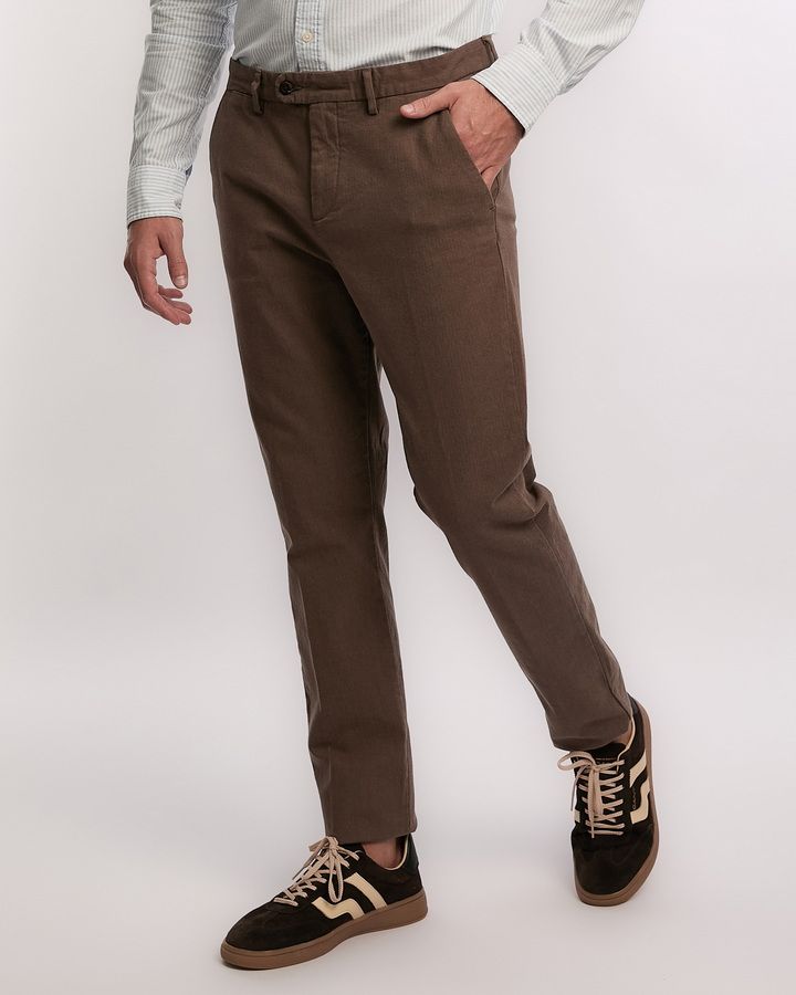 Slim Fit Cotton Herringbone Pants