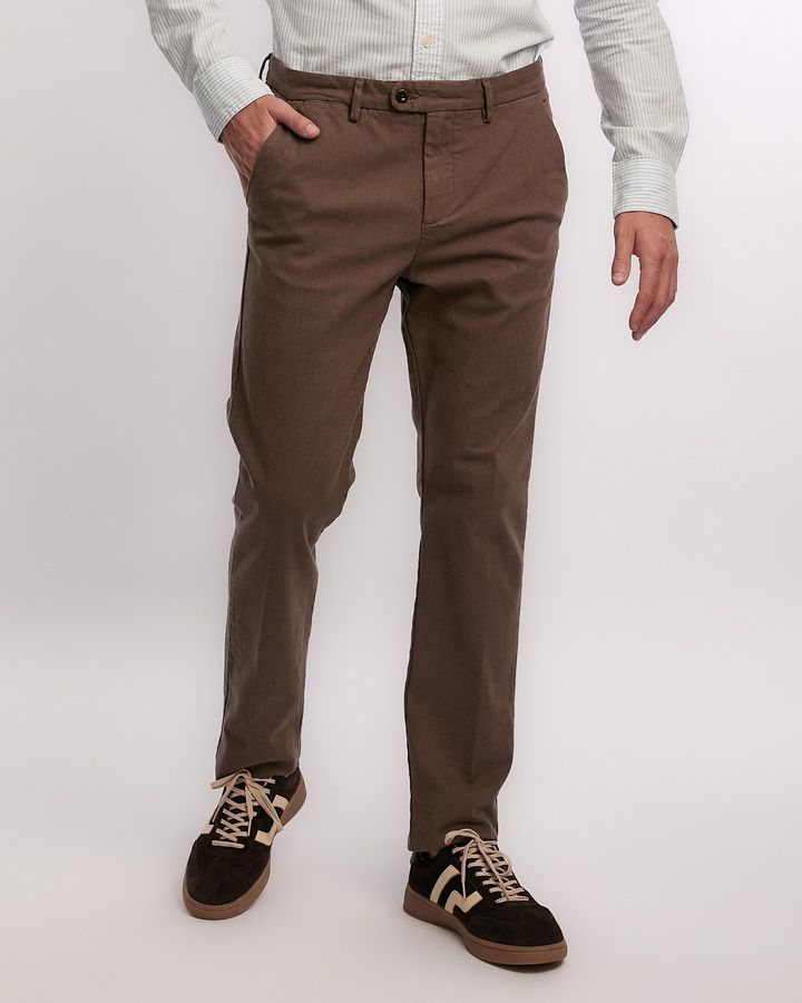 Slim Fit Cotton Herringbone Pants