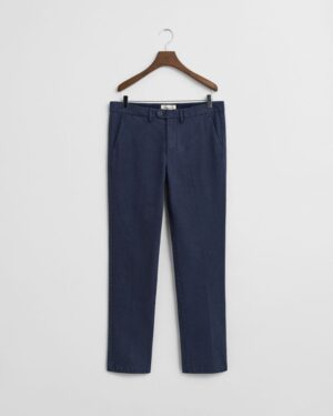 Slim Fit Cotton Herringbone Pants