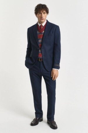 FLANNEL HERRINGBONE SUIT PANTS