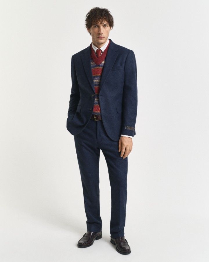 FLANNEL HERRINGBONE SUIT PANTS
