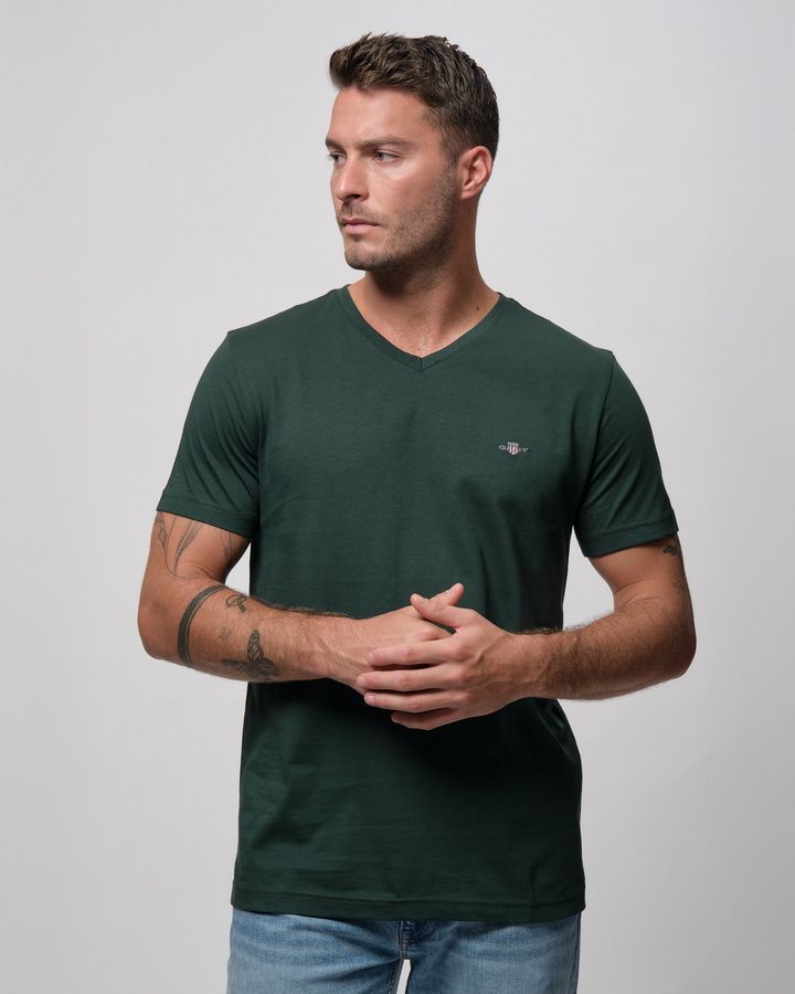 Slim Fit Shield V-Neck T-Shirt