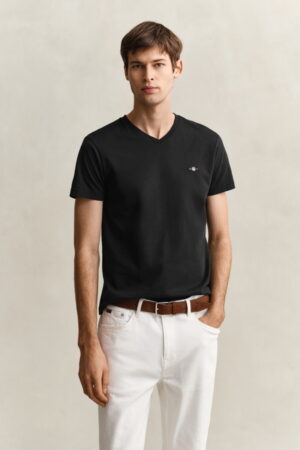 Slim Fit Shield V-Neck T-Shirt