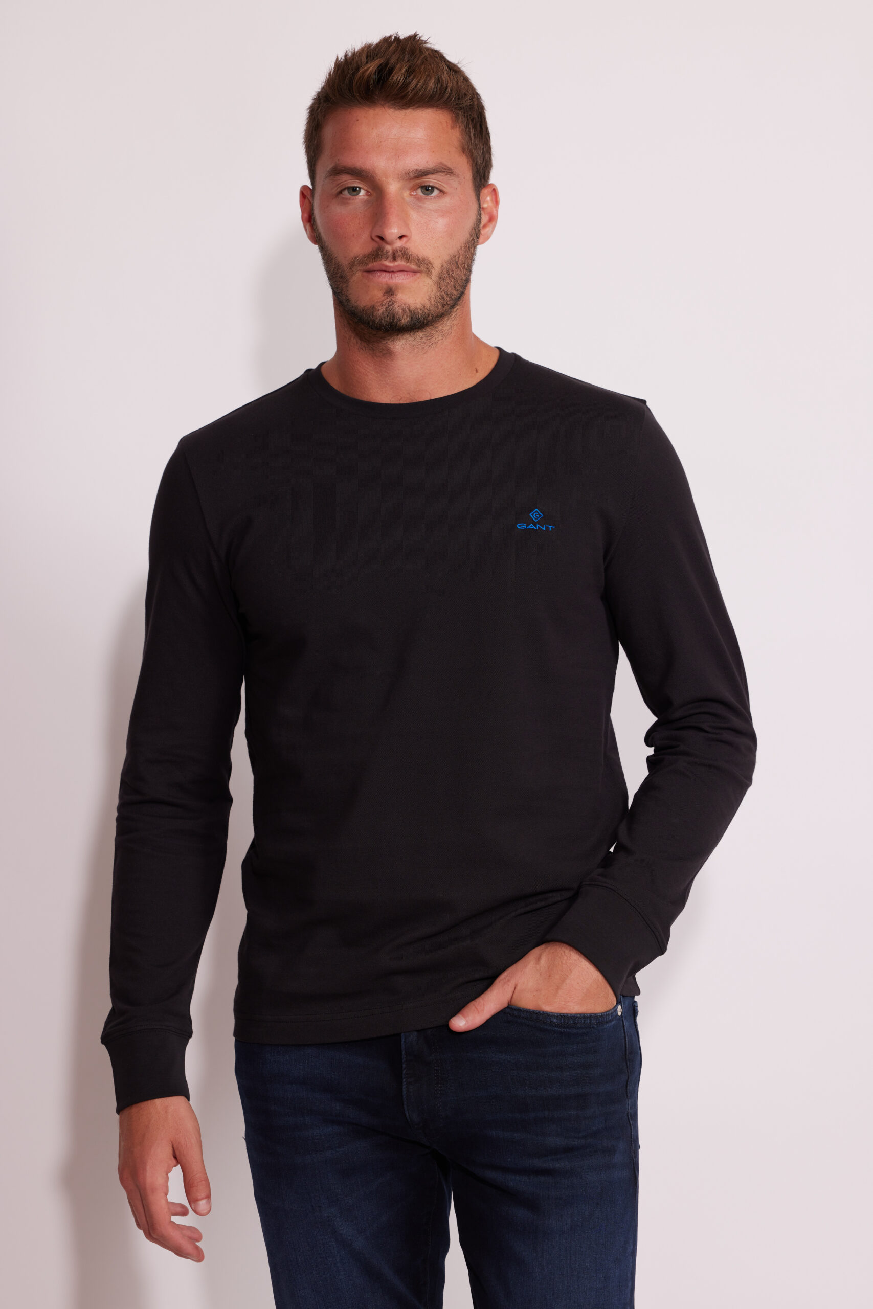 Contrast Slim Pique LS T-Shirt