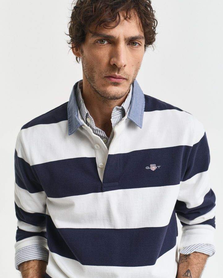 Chambray Collar Striped Heavy Rugger