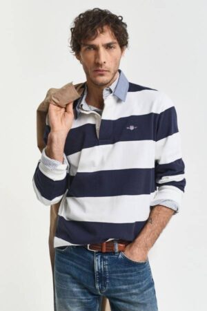Chambray Collar Striped Heavy Rugger