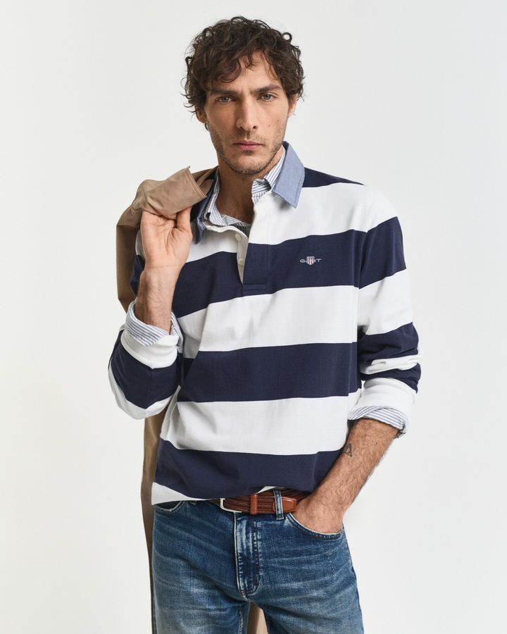 Chambray Collar Striped Heavy Rugger