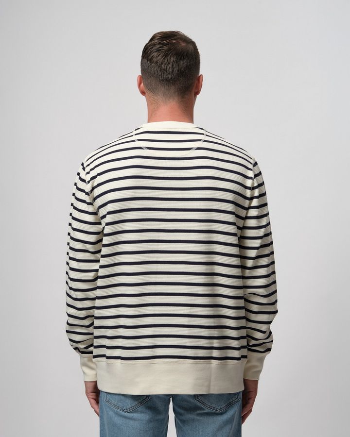 Striped Waffle Sweat C-Neck