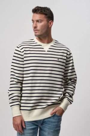 Striped Waffle Sweat C-Neck