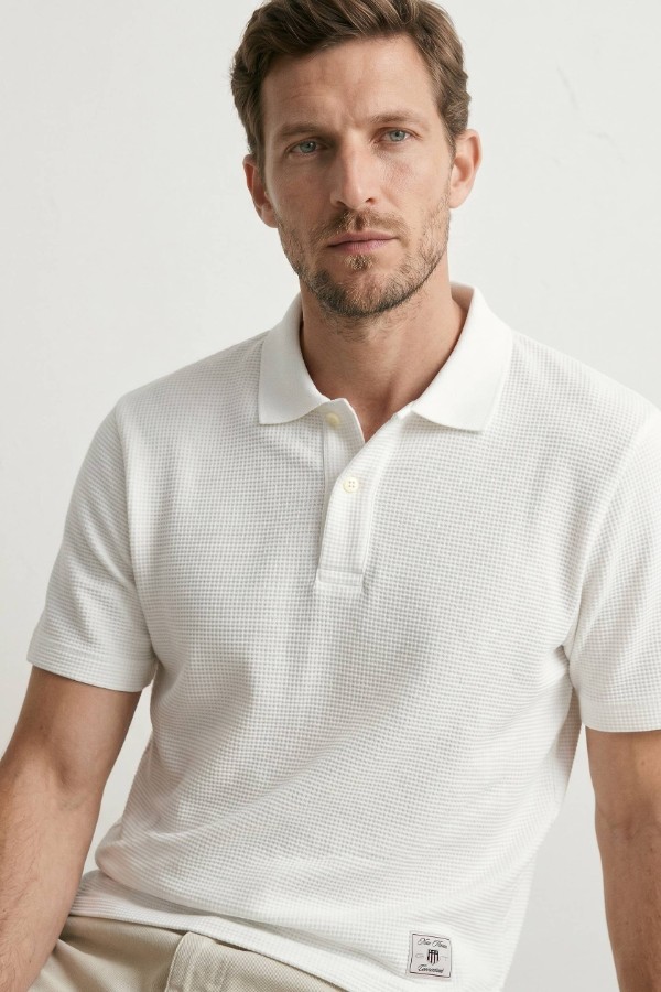 Waffle Texture Short Sleeve Polo