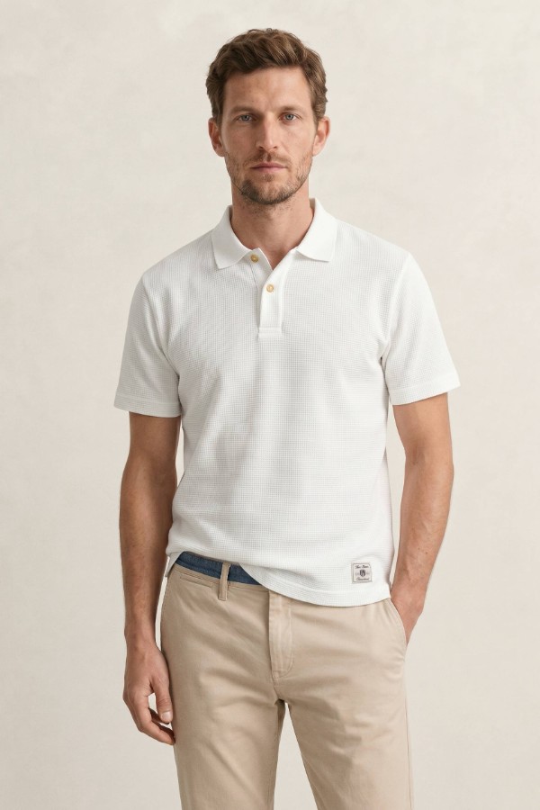 Waffle Texture Short Sleeve Polo
