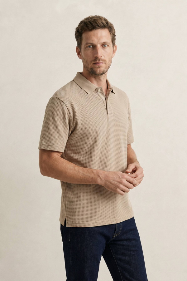 Waffle Texture Short Sleeve Polo
