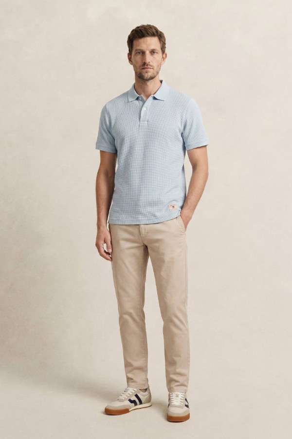Waffle Texture Short Sleeve Polo