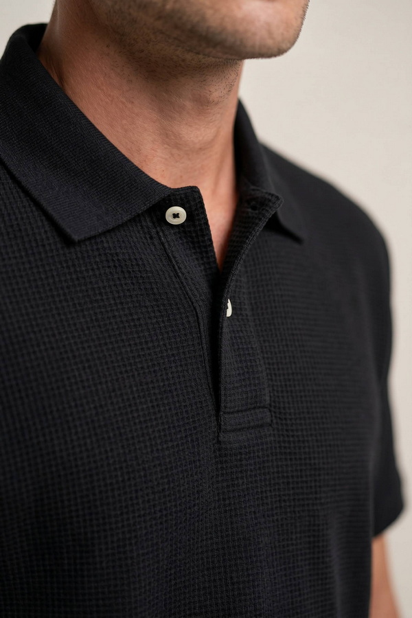 Waffle Texture Short Sleeve Polo