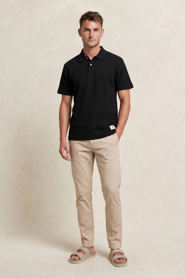 Waffle Texture Short Sleeve Polo