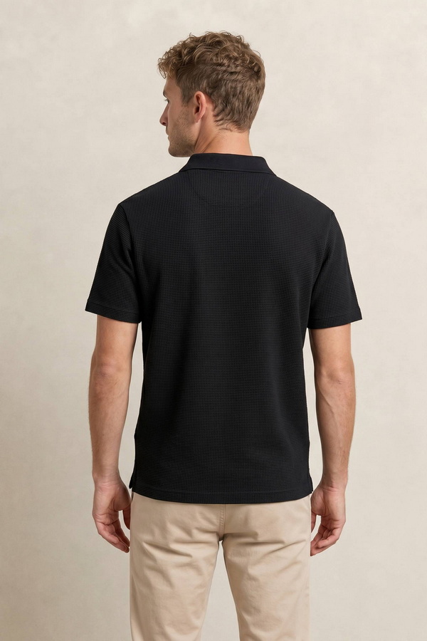 Waffle Texture Short Sleeve Polo
