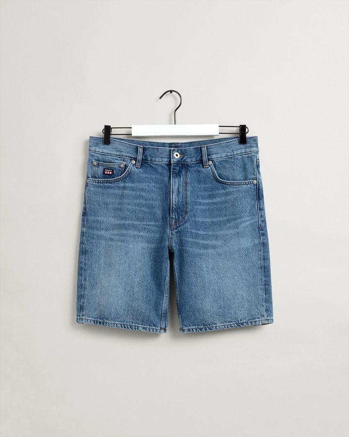 Retro Shield Denim Shorts