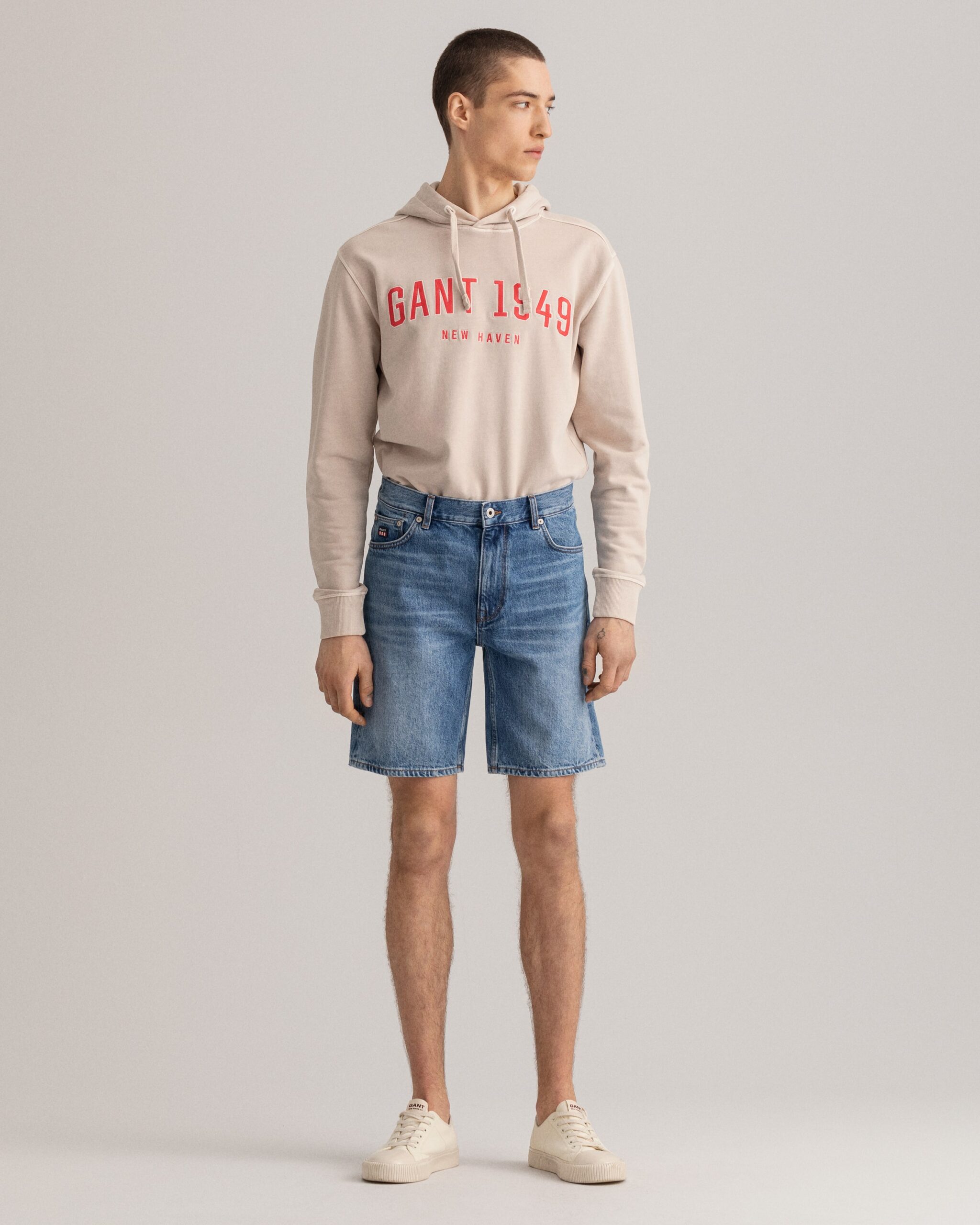 Retro Shield Denim Shorts