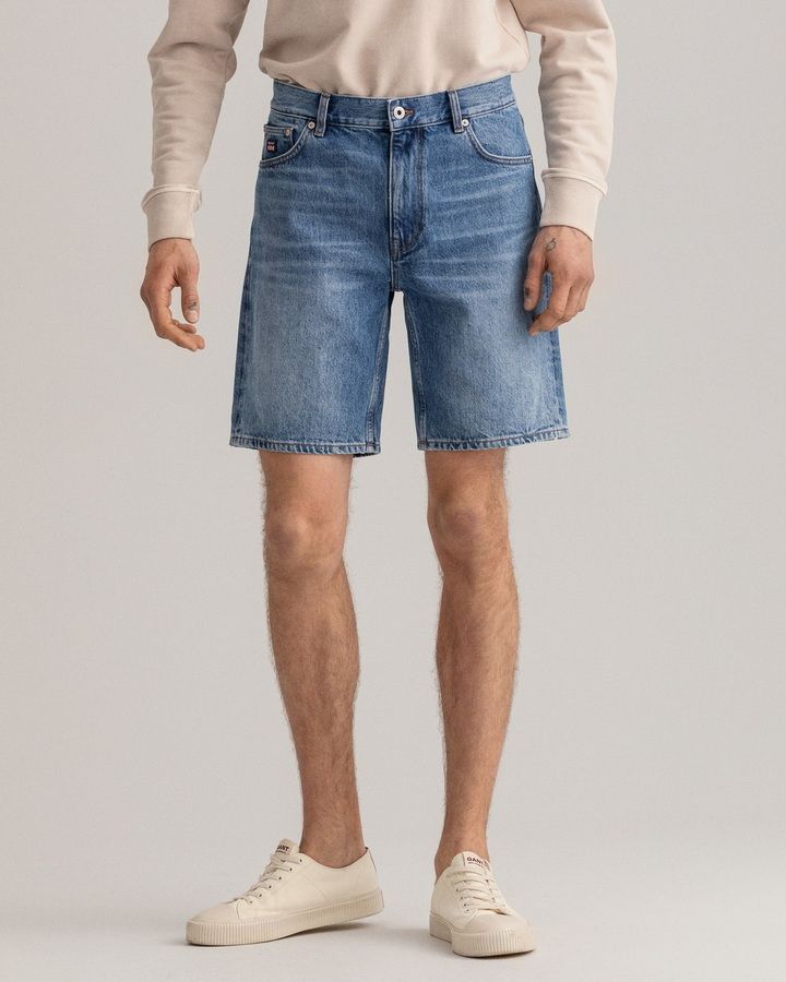 Retro Shield Denim Shorts