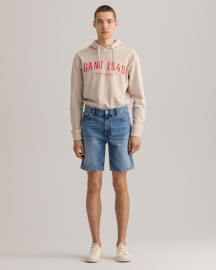 Retro Shield Denim Shorts