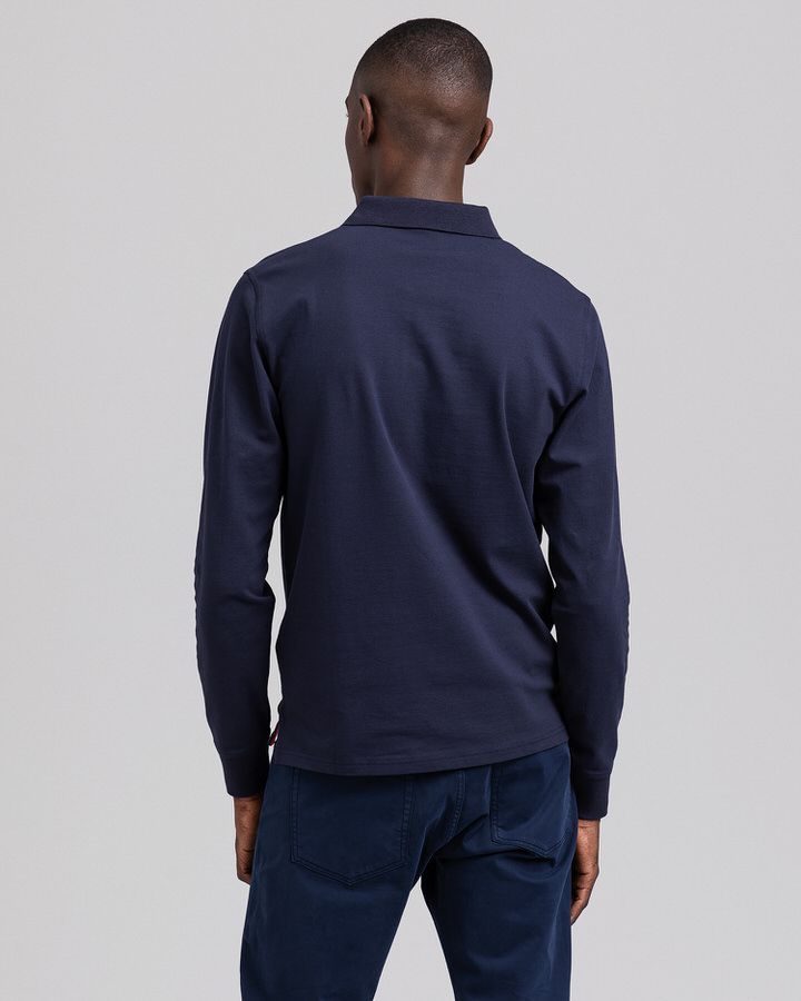 Contrast Collar Long Sleeve Pique Rugger