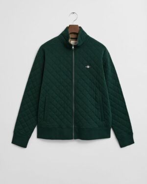 Corduroy Collar Quilted Zip Sweatshirt