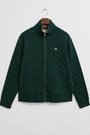 Corduroy Collar Quilted Zip Sweatshirt
