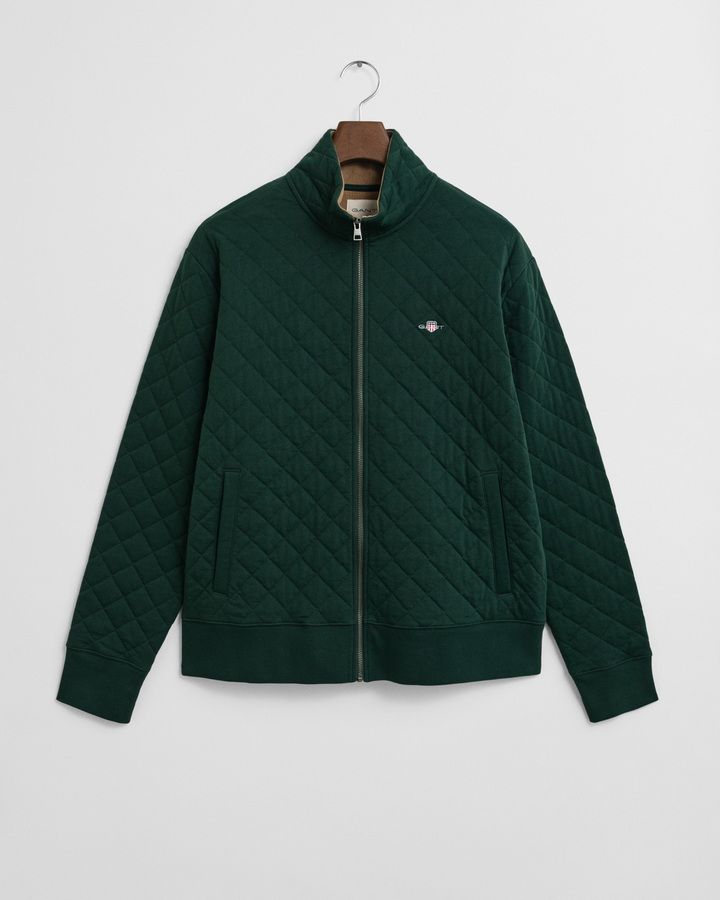 Corduroy Collar Quilted Zip Sweatshirt