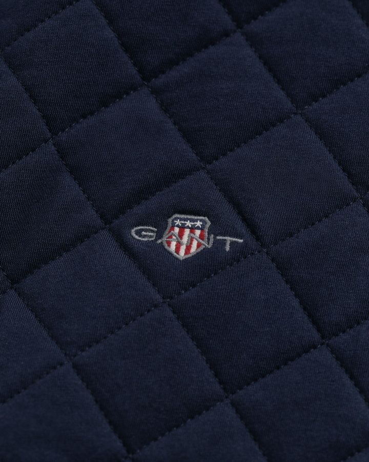 Corduroy Collar Quilted Zip Sweatshirt