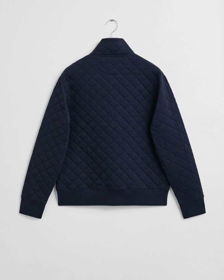 Corduroy Collar Quilted Zip Sweatshirt
