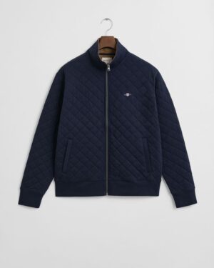Corduroy Collar Quilted Zip Sweatshirt