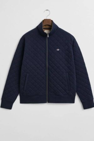 Corduroy Collar Quilted Zip Sweatshirt