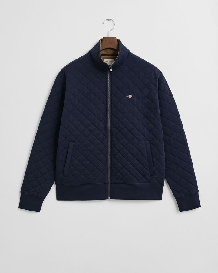 Corduroy Collar Quilted Zip Sweatshirt