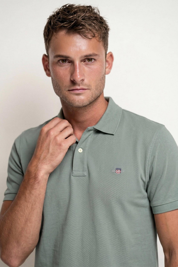 Slim Fit Shield Pique Polo Shirt