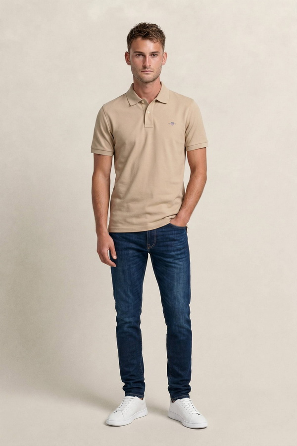 Slim Fit Shield Pique Polo Shirt