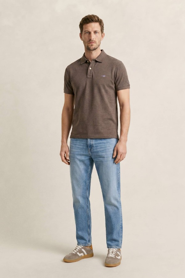 Slim Fit Shield Pique Polo Shirt