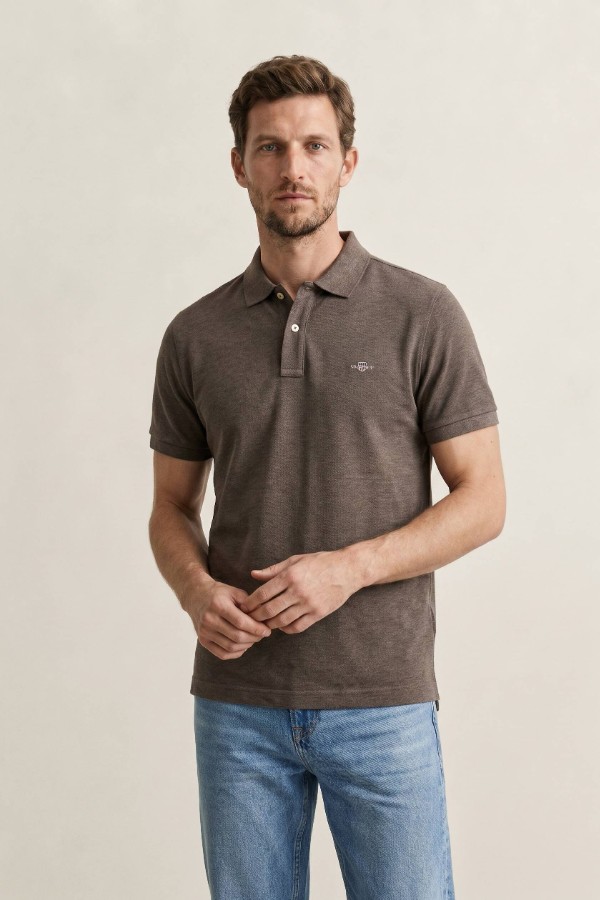 Slim Fit Shield Pique Polo Shirt