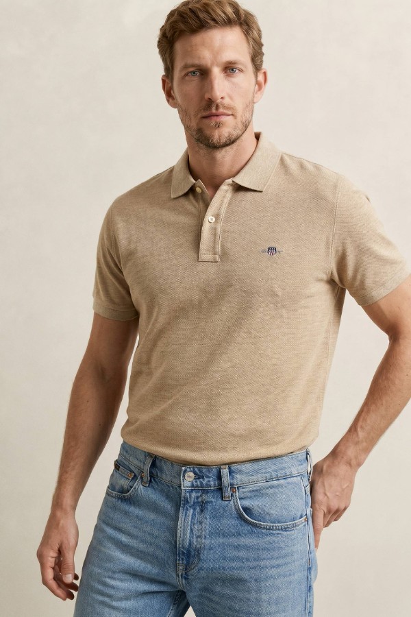 Slim Fit Shield Pique Polo Shirt