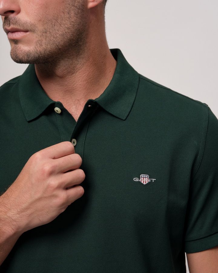 Slim Fit Shield Pique Polo Shirt