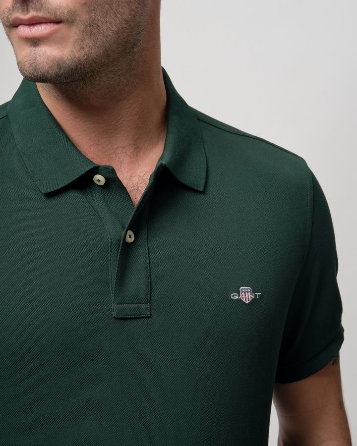 Slim Fit Shield Pique Polo Shirt