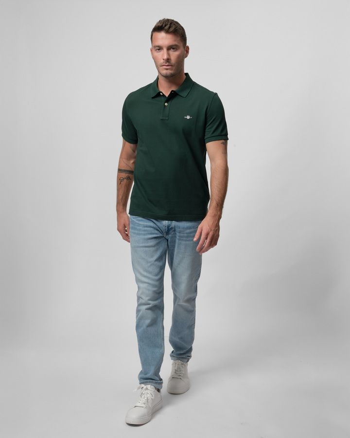 Slim Fit Shield Pique Polo Shirt