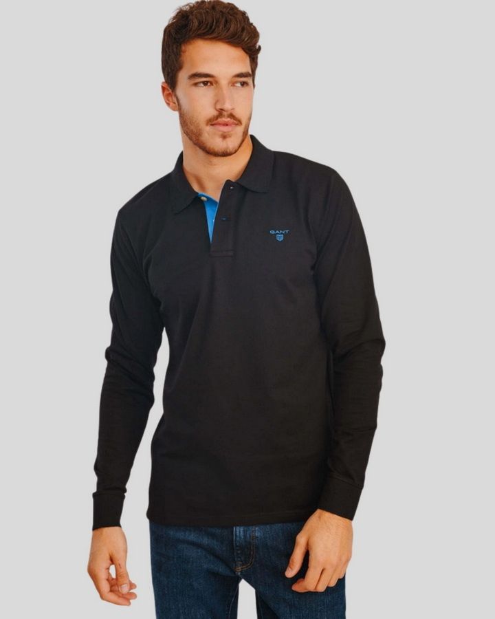 Contrast Collar Long SleevePique Rugger