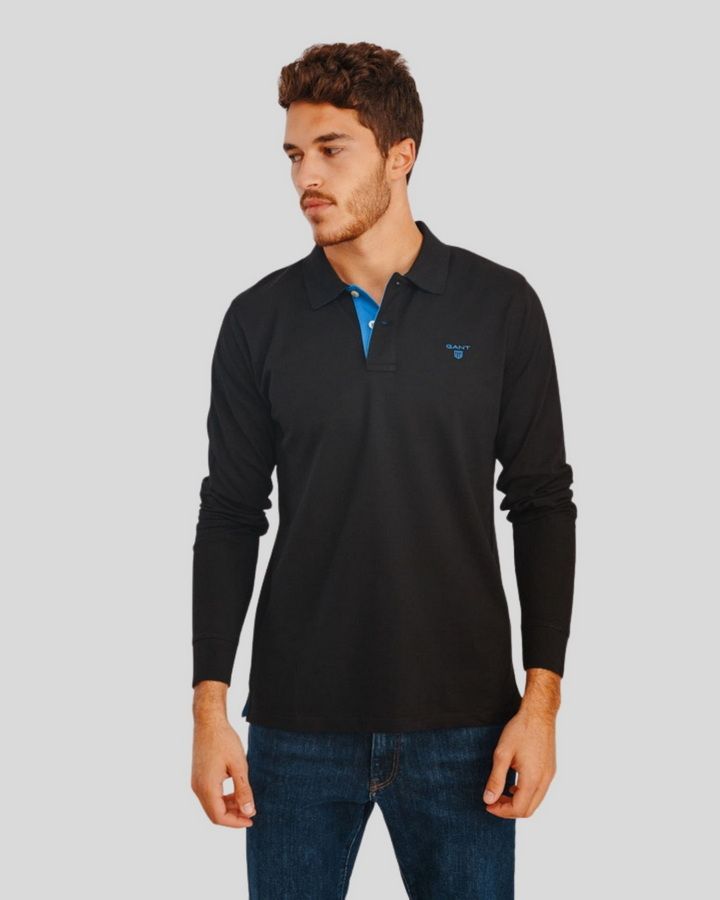 Contrast Collar Long SleevePique Rugger