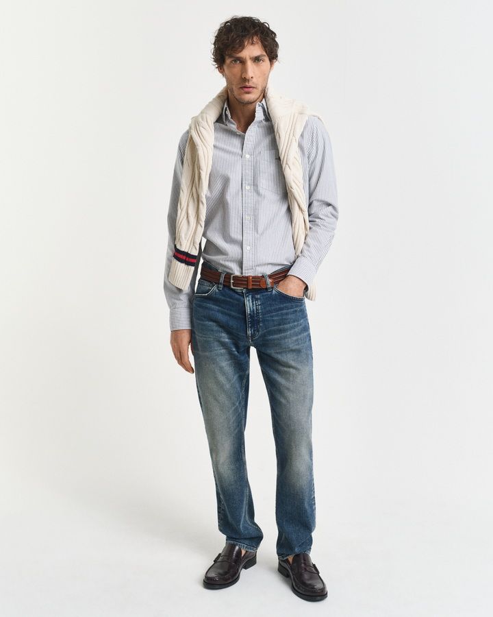 Regular Fit Banker Stripe Oxford Shirt